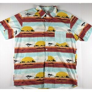 Disney The Lion King Shirt Adult 2XL Button Down Short Sleeve 100% Cotton